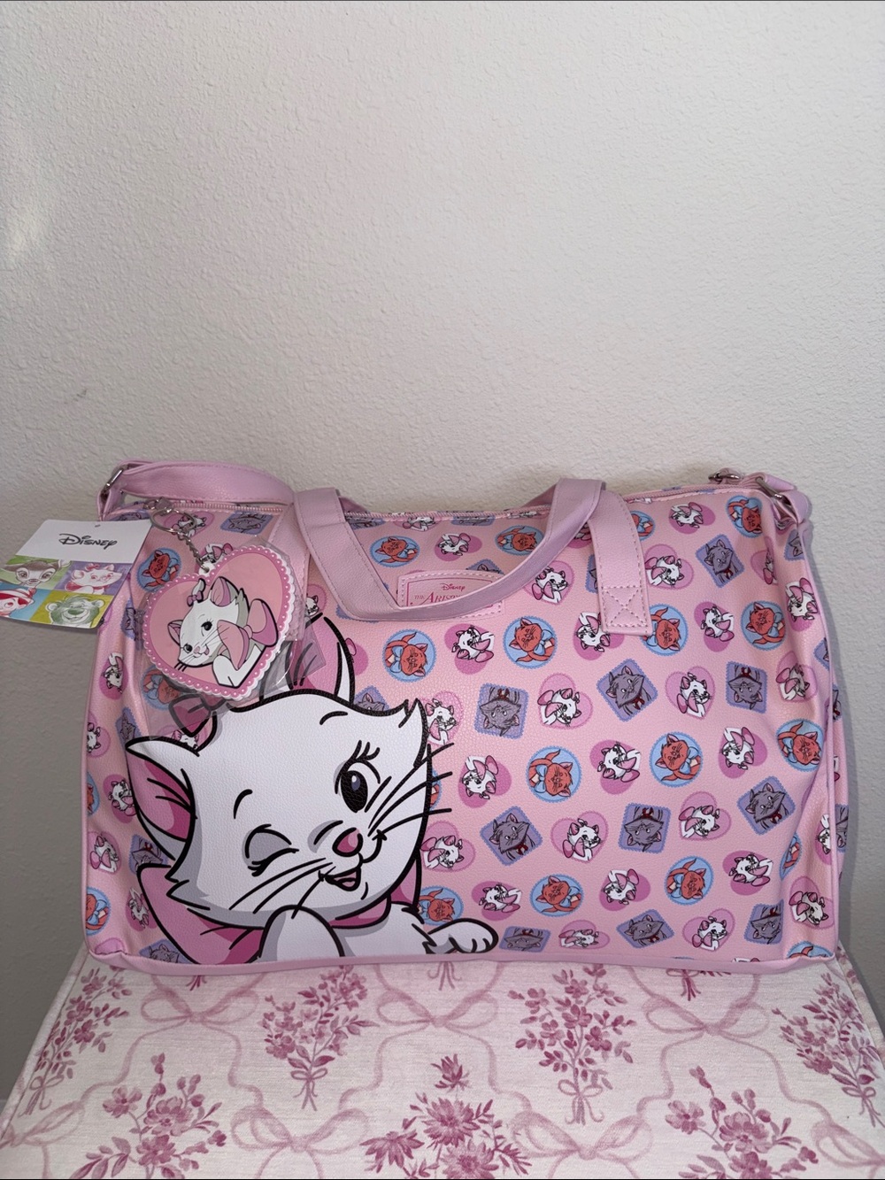 Disney Marie Pink Travel Duffel Bag with Charm
